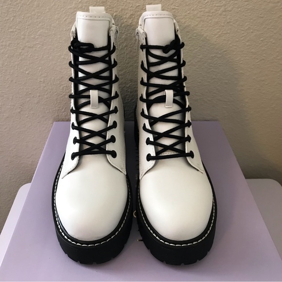 madden girl Carra Platform Combat Boots White - Picture 1 of 10